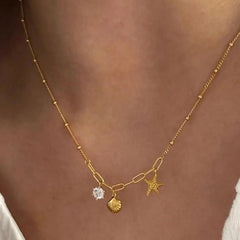 Sea Dreamer Gold Plated Necklace – Shell & Starfish Charm