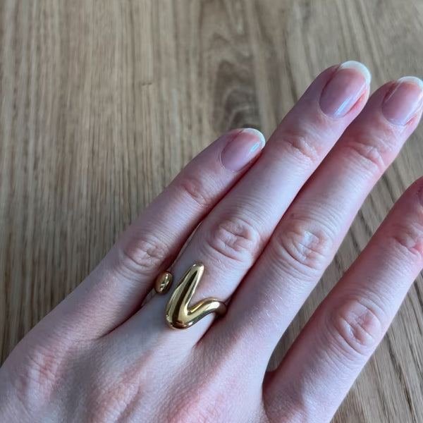 Sleek Wave Adjustable Gold Ring