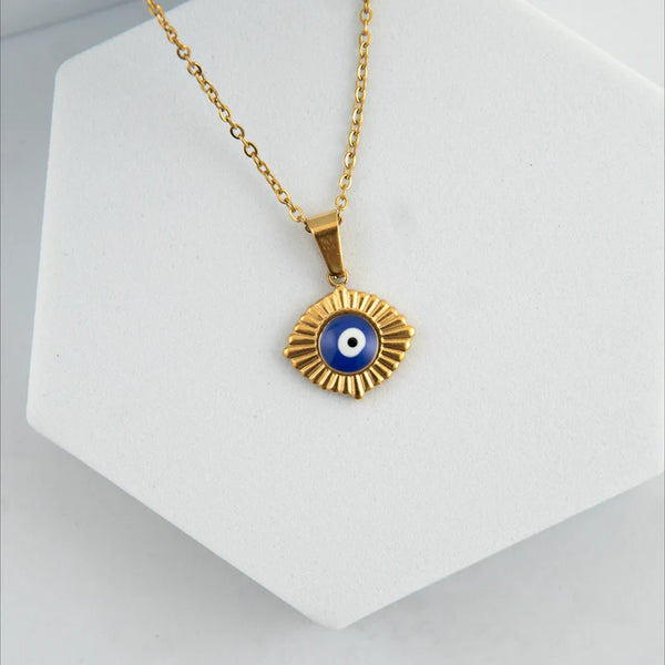 Sol Eye Gold Plated Necklace – Modern Evil Eye Pendant