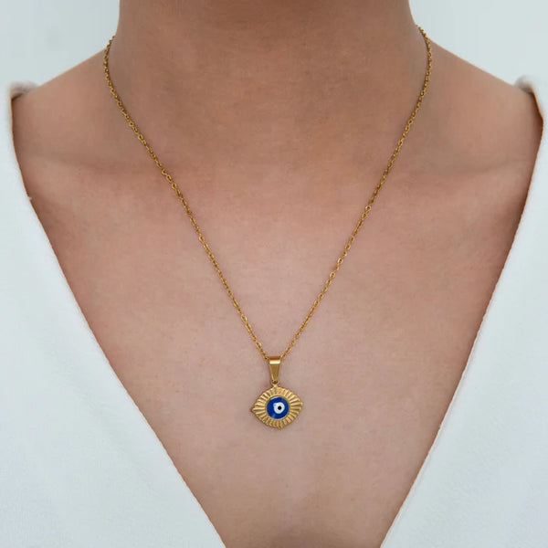 Sol Eye Gold Plated Necklace – Modern Evil Eye Pendant
