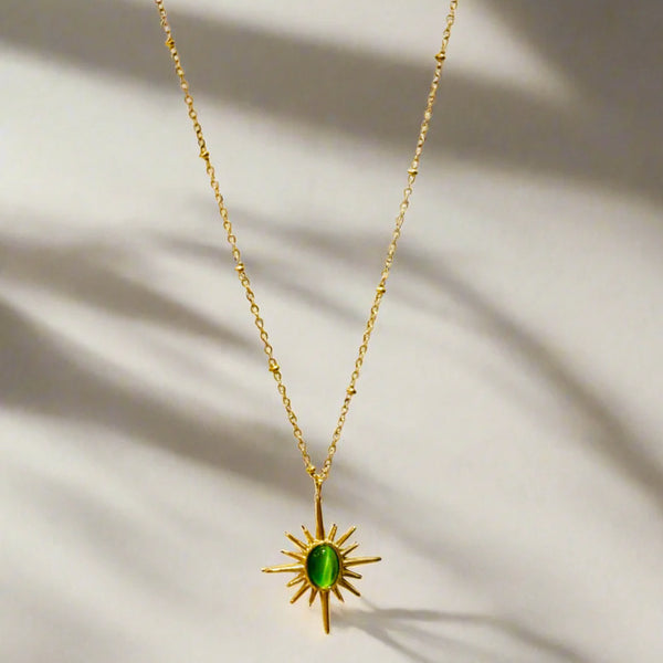 Sol Radiance Green Sunburst Necklace