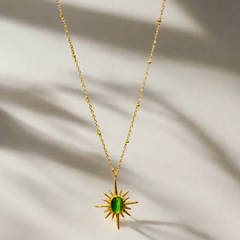 Sol Radiance Green Sunburst Necklace