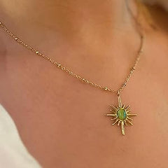 Sol Radiance Green Sunburst Necklace