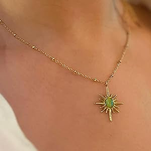 Sol Radiance Green Sunburst Necklace