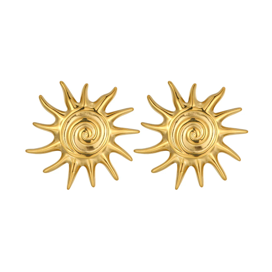 Solara Spiral Sun Studs – ENSIA 18K gold plated earrings
