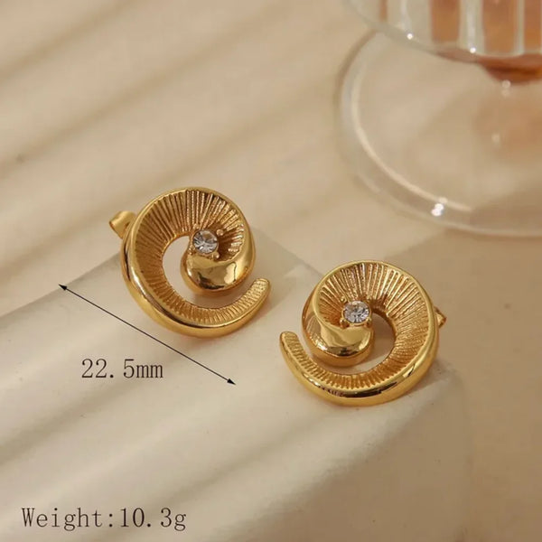 Spiral Gold Plated Stud Earrings – Radiant Modern Swirl