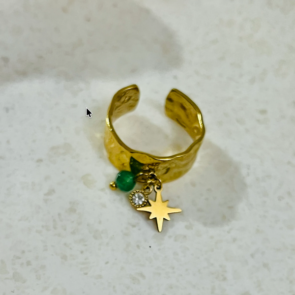 Starlit Charm Adjustable Gold Ring