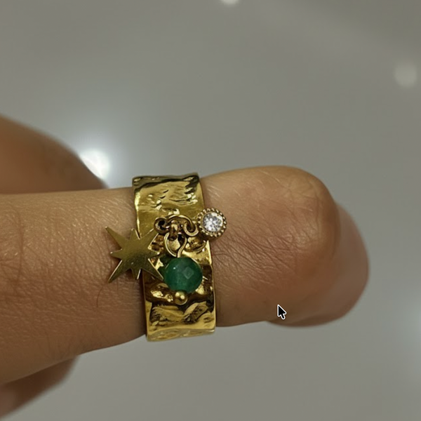 Starlit Charm Adjustable Gold Ring