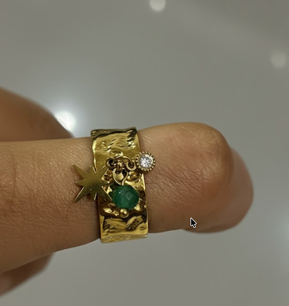 Starlit Charm Adjustable Gold Ring
