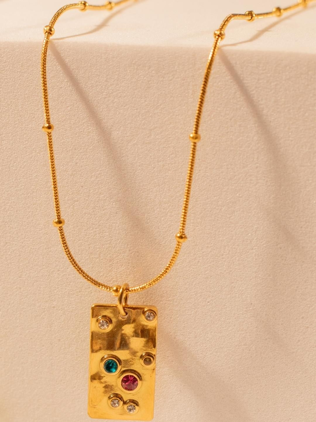 Starlit Rectangle Beaded Necklace
