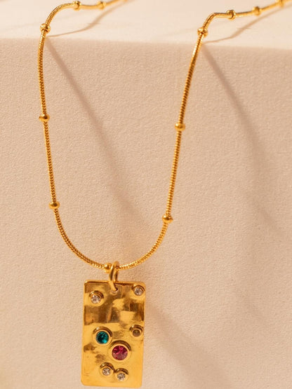 Starlit Rectangle Beaded Necklace