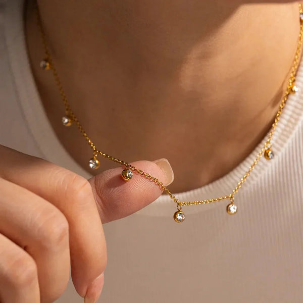 Dazzle Drops Gold Crystal Necklace