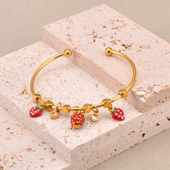 Strawberry Delight Charm Cuff Bracelet