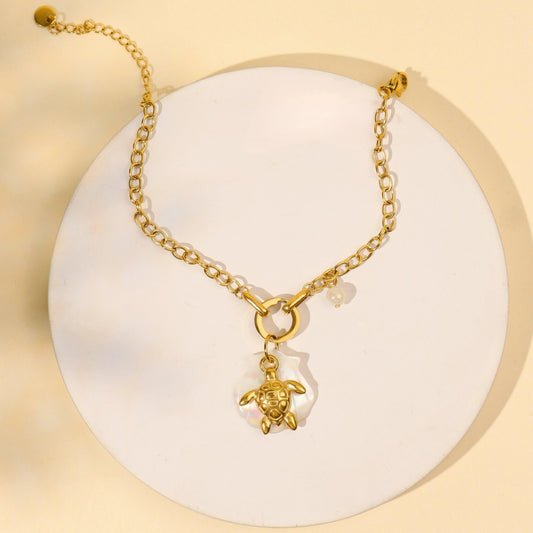 Tidal Treasure Turtle Charm Chain Bracelet