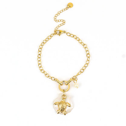 Tidal Treasure Turtle Charm Chain Bracelet