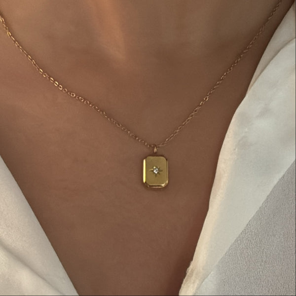 Tiny Stardrop Tag Necklace