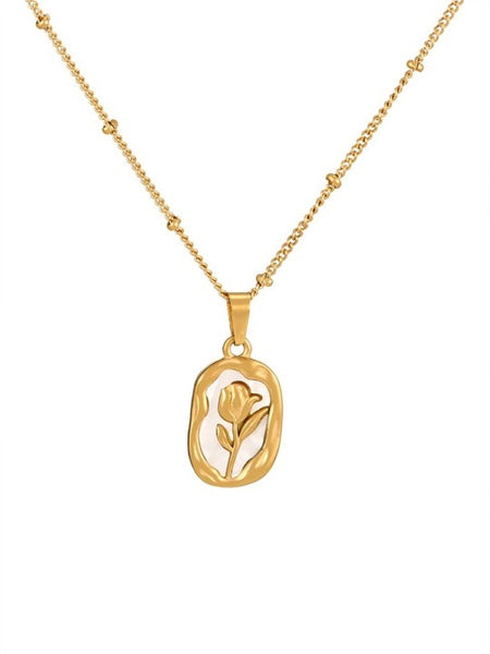 Tulip Glow Oval Pendant Necklace