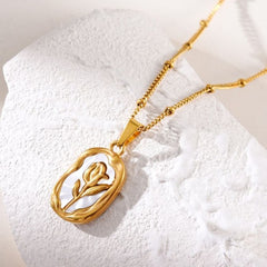Tulip Glow Oval Pendant Necklace