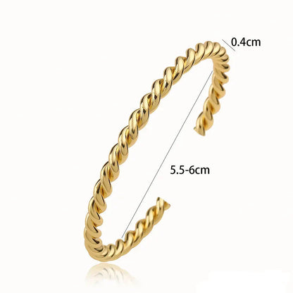 Twist Rope Gold Plated Bangle – Classic Modern Cuff Bracelet