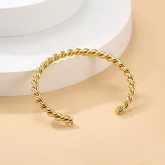 Twist Rope Gold Plated Bangle – Classic Modern Cuff