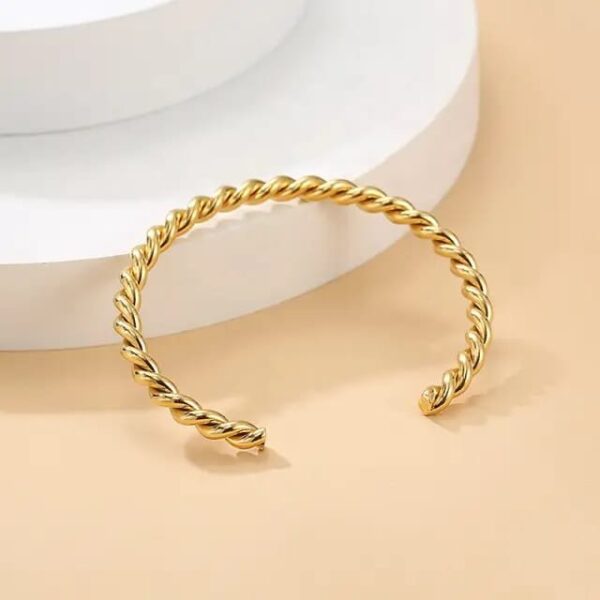 Twist Rope Gold Plated Bangle – Classic Modern Cuff Bracelet