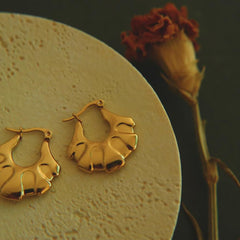 Gold Stripe Textured Hoops