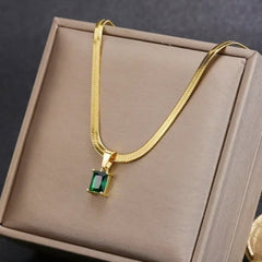 Verdant Luxe Emerald-Cut Necklace