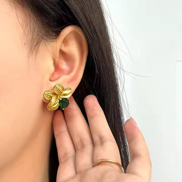 Verdelia Floral Emerald Studs