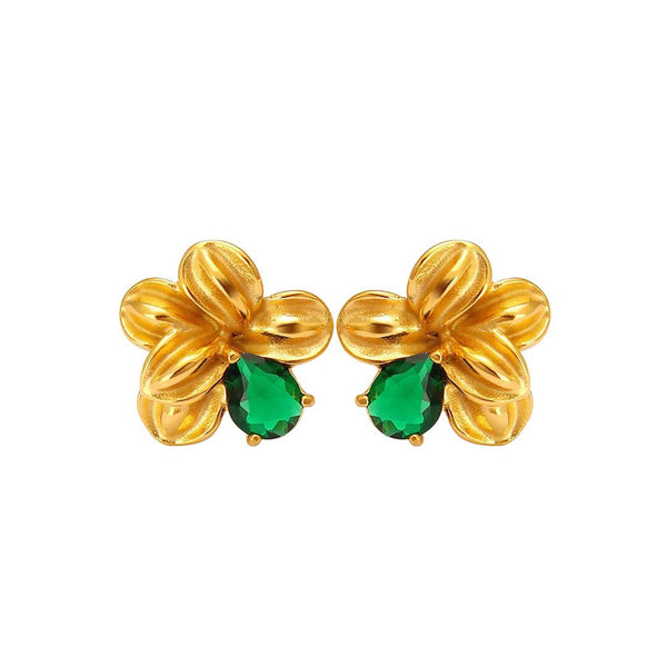 Verdelia Floral Emerald Studs