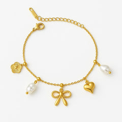 Whimsy Bow & Bloom Charm Bracelet