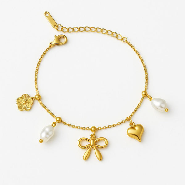 Whimsy Bow & Bloom Charm Bracelet