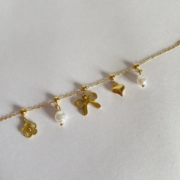 Whimsy Bow & Bloom Charm Bracelet