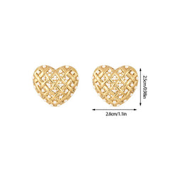 Woven Heart Gold Plated Earrings – Sparkling Statement Studs