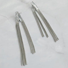 Zelena Silver Tassel Drop Earrings