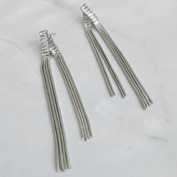 Zelena Silver Tassel Drop Earrings