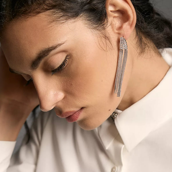 Zelena Silver Tassel Drop Earrings