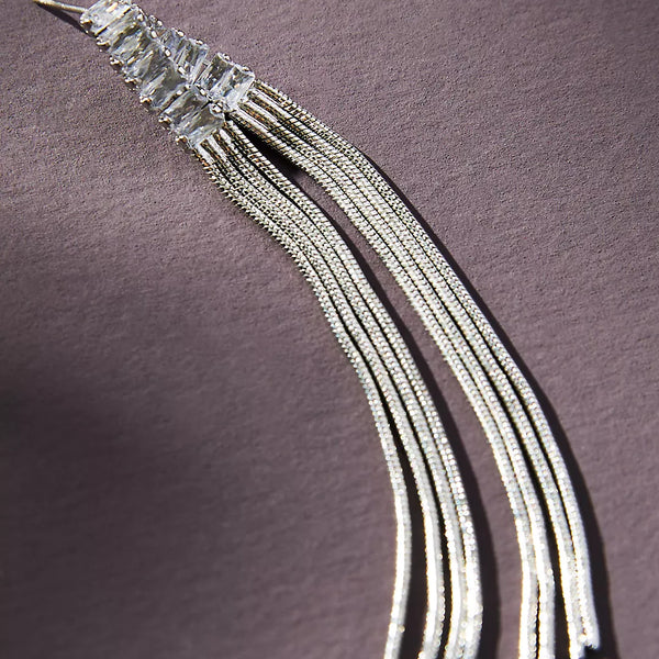 Zelena Silver Tassel Drop Earrings